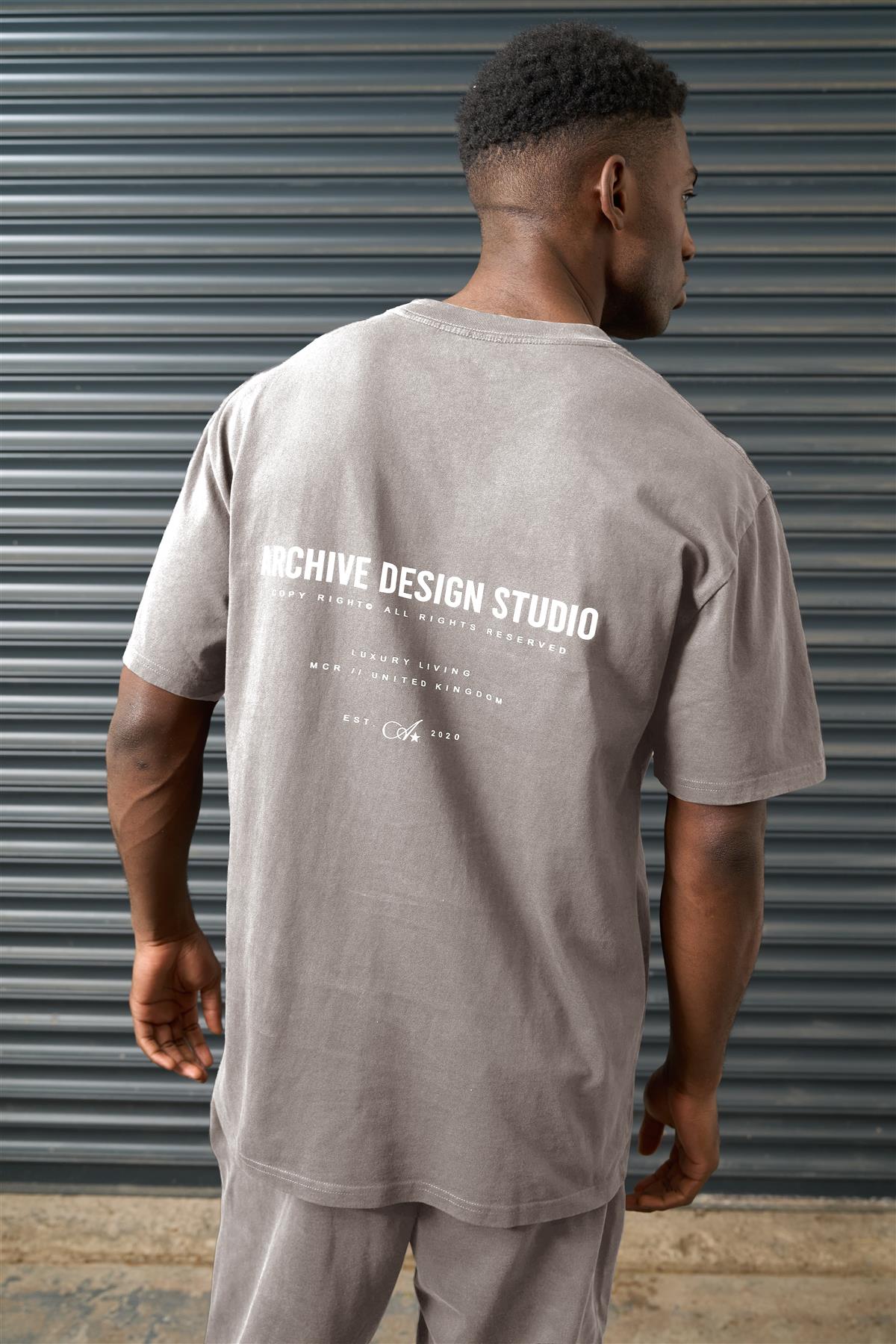 Washed Color Tee Stacked Washed Tee Grey – Archive Design Studios